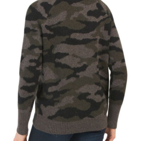 CYNTHIA ROWLEY Camo Print Double Knit Turtleneck Sweater sz Medium - Picture 2 of 8